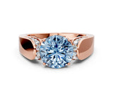 Rose gold Fancy Blue Round Cut Diamond Channel Set Solitaire Ring with Four-Prong Setting_12