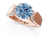 Rose gold Fancy Blue Round Cut Diamond Channel Set Solitaire Ring with Four-Prong Setting_13