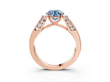 Rose gold Fancy Blue Round Cut Diamond Channel Set Solitaire Ring with Four-Prong Setting_15
