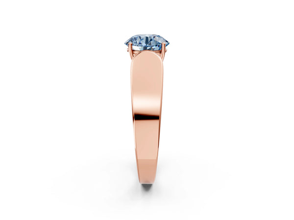 Rose Gold Round Channel Set Engagement Ring Setting for Fancy Blue Center with Wide Band