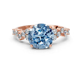 Rose gold Fancy Blue Round Cut Diamond Cluster Pavé Band with Four-Prong Setting_12