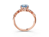 Rose gold Fancy Blue Round Cut Diamond Cluster Pavé Band with Four-Prong Setting_15