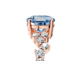 Rose gold Fancy Blue Round Cut Diamond Cluster Pavé Band with Four-Prong Setting_17