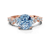 Rose gold Fancy Blue Round Cut Diamond Cluster Pavé Band with Four-Prong Setting_3
