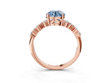 Rose gold Fancy Blue Round Cut Diamond Cluster Pavé Band with Four-Prong Setting_6