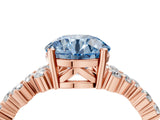 Rose gold Fancy Blue Round Cut Diamond Cluster Pavé Band with Four-Prong Setting_7