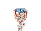 Rose gold Fancy Blue Round Cut Diamond Cluster Pavé Band with Four-Prong Setting_8