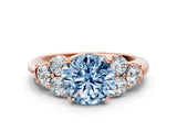 Rose gold Fancy Blue Round  Cut Diamond Cluster Ring with Round Accent Stones and Prong Setting on a Classic Band_52