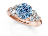 Rose gold Fancy Blue Round  Cut Diamond Cluster Ring with Round Accent Stones and Prong Setting on a Classic Band_53