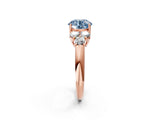 Rose gold Fancy Blue Round  Cut Diamond Cluster Ring with Round Accent Stones and Prong Setting on a Classic Band_54