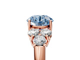 Rose gold Fancy Blue Round  Cut Diamond Cluster Ring with Round Accent Stones and Prong Setting on a Classic Band_57