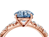 Rose gold Fancy Blue Round Cut Diamond Cluster Side Stone Solitaire Ring with Prong Setting_57