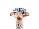 Rose gold Fancy Blue Round Cut Diamond Double Halo Ring with Split Shank and Four-Prong Setting_5