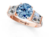 Rose gold Fancy Blue Round Cut Diamond Engagement Ring with Baguette Side Stones and Channel Set Band_21