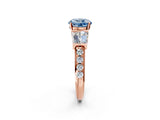 Rose gold Fancy Blue Round Cut Diamond Engagement Ring with Baguette Side Stones and Channel Set Band_22