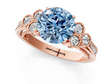 Rose gold Fancy Blue Round  Cut Diamond Engagement Ring with Bezel Set Round Side Stones and Prong Setting_49