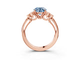 Rose gold Fancy Blue Round  Cut Diamond Engagement Ring with Bezel Set Round Side Stones and Prong Setting_51