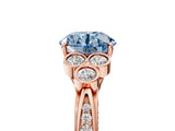 Rose gold Fancy Blue Round  Cut Diamond Engagement Ring with Bezel Set Round Side Stones and Prong Setting_53