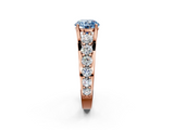 Rose gold Fancy Blue Round  Cut Diamond Engagement Ring with Pavé Band and Four-Prong Setting_5