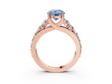 Rose gold Fancy Blue Round  Cut Diamond Engagement Ring with Pavé Band and Four-Prong Setting_6