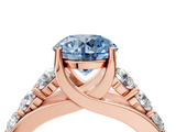 Rose gold Fancy Blue Round  Cut Diamond Engagement Ring with Pavé Band and Four-Prong Setting_7