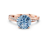 Rose gold Fancy Blue Round Cut Diamond Engagement Ring with Side Stone Accents and Four-Prong Setting_12