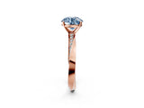 Rose gold Fancy Blue Round Cut Diamond Engagement Ring with Side Stone Accents and Four-Prong Setting_14