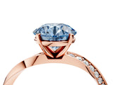 Rose gold Fancy Blue Round Cut Diamond Engagement Ring with Side Stone Accents and Four-Prong Setting_52