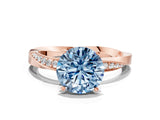 Rose gold Fancy Blue Round Cut Diamond Engagement Ring with Side Stone Accents and Four-Prong Setting_72