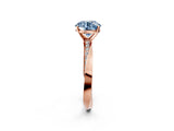 Rose gold Fancy Blue Round Cut Diamond Engagement Ring with Side Stone Accents and Four-Prong Setting_74