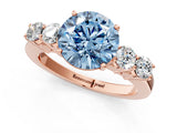 Rose gold Fancy Blue Round  Cut Diamond Five-Stone Prong Set White Gold Ring_33