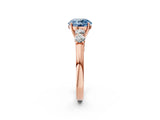 Rose gold Fancy Blue Round  Cut Diamond Five-Stone Prong Set White Gold Ring_34