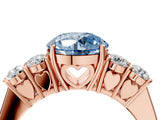 Rose gold Fancy Blue Round  Cut Diamond Five-Stone Prong Set White Gold Ring_36