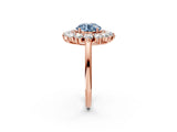 Rose gold Fancy Blue Round Cut Diamond Floral Double Halo Engagement Ring with Prong Setting_26