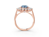 Rose gold Fancy Blue Round Cut Diamond Floral Double Halo Engagement Ring with Prong Setting_27