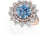 Rose gold Fancy Blue Round Cut Diamond Floral Double Halo Engagement Ring with Prong Setting_61
