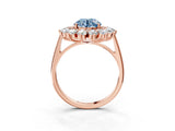 Rose gold Fancy Blue Round Cut Diamond Floral Double Halo Engagement Ring with Prong Setting_63