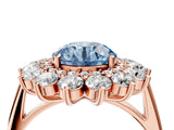 Rose gold Fancy Blue Round Cut Diamond Floral Double Halo Engagement Ring with Prong Setting_64
