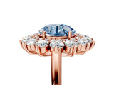 Rose gold Fancy Blue Round Cut Diamond Floral Double Halo Engagement Ring with Prong Setting_65