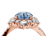 Rose gold Fancy Blue Round  Cut Diamond Floral Halo Pave Band with Prong Setting_41