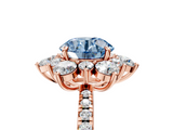 Rose gold Fancy Blue Round  Cut Diamond Floral Halo Pave Band with Prong Setting_42