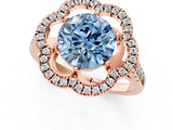 Rose gold Fancy Blue Round Cut Diamond Floral Halo Split Shank Prong Setting Ring_1