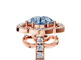Rose gold Fancy Blue Round Cut Diamond Floral Halo Split Shank Prong Setting Ring_5