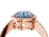 Rose gold Fancy Blue Round Cut Diamond Halo Engagement Ring with Pavé Band and Prong Setting_31