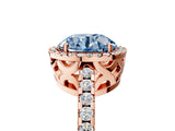 Rose gold Fancy Blue Round Cut Diamond Halo Engagement Ring with Pavé Band and Prong Setting_32