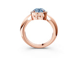 Rose gold Fancy Blue Round  Cut Diamond Halo Engagement Ring with Split Shank and Four-Prong Setting_92