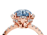 Rose gold Fancy Blue Round Cut Diamond Halo Pave Band with Four-Prong Setting_7