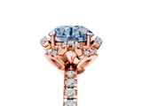 Rose gold Fancy Blue Round Cut Diamond Halo Pave Band with Four-Prong Setting_8