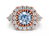 Rose gold Fancy Blue Round Cut Diamond Halo Ring with Pavé Band and Four-Prong Setting_41
