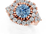 Rose gold Fancy Blue Round Cut Diamond Halo Ring with Pavé Band and Four-Prong Setting_42